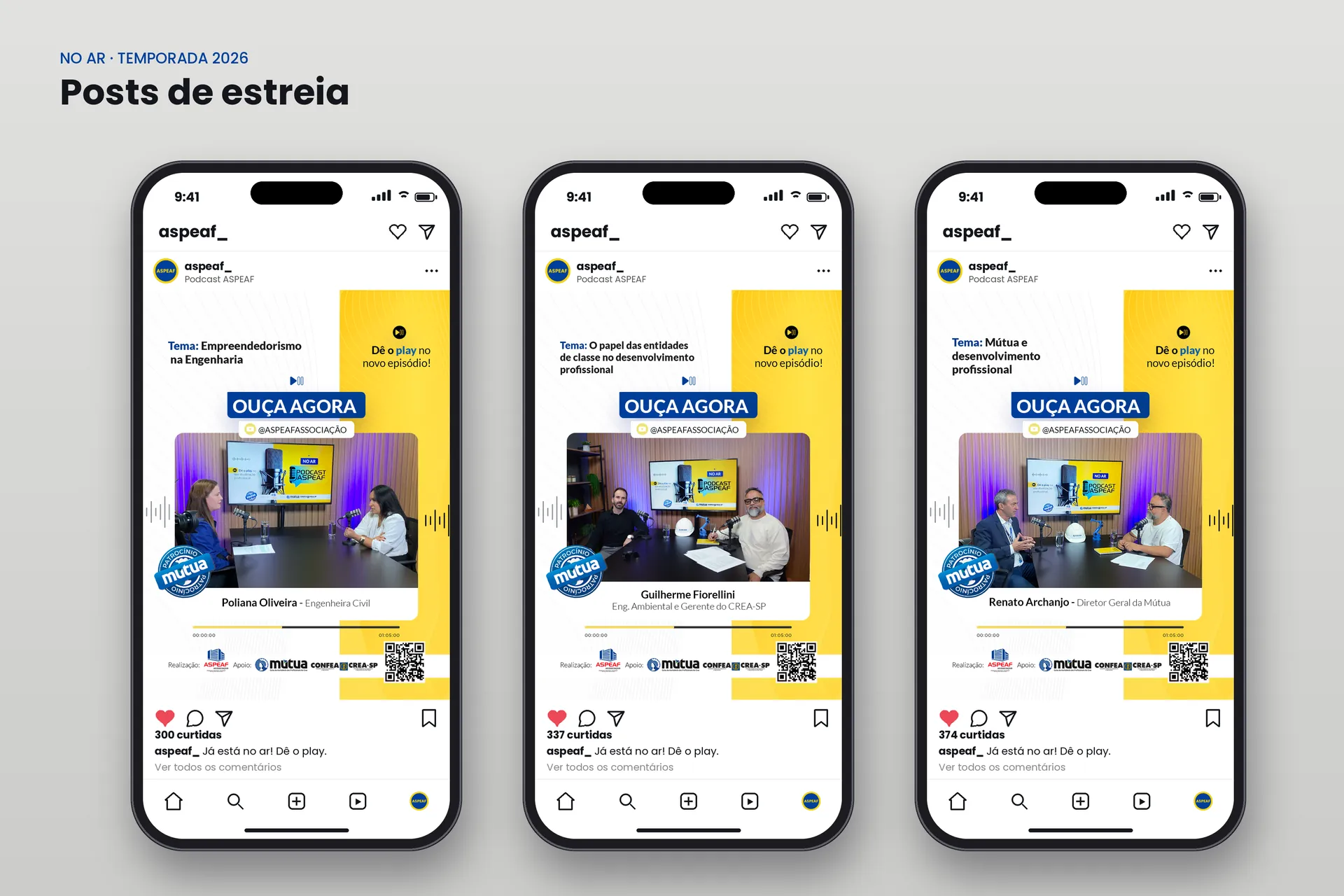 Posts de estreia dos três primeiros episódios
