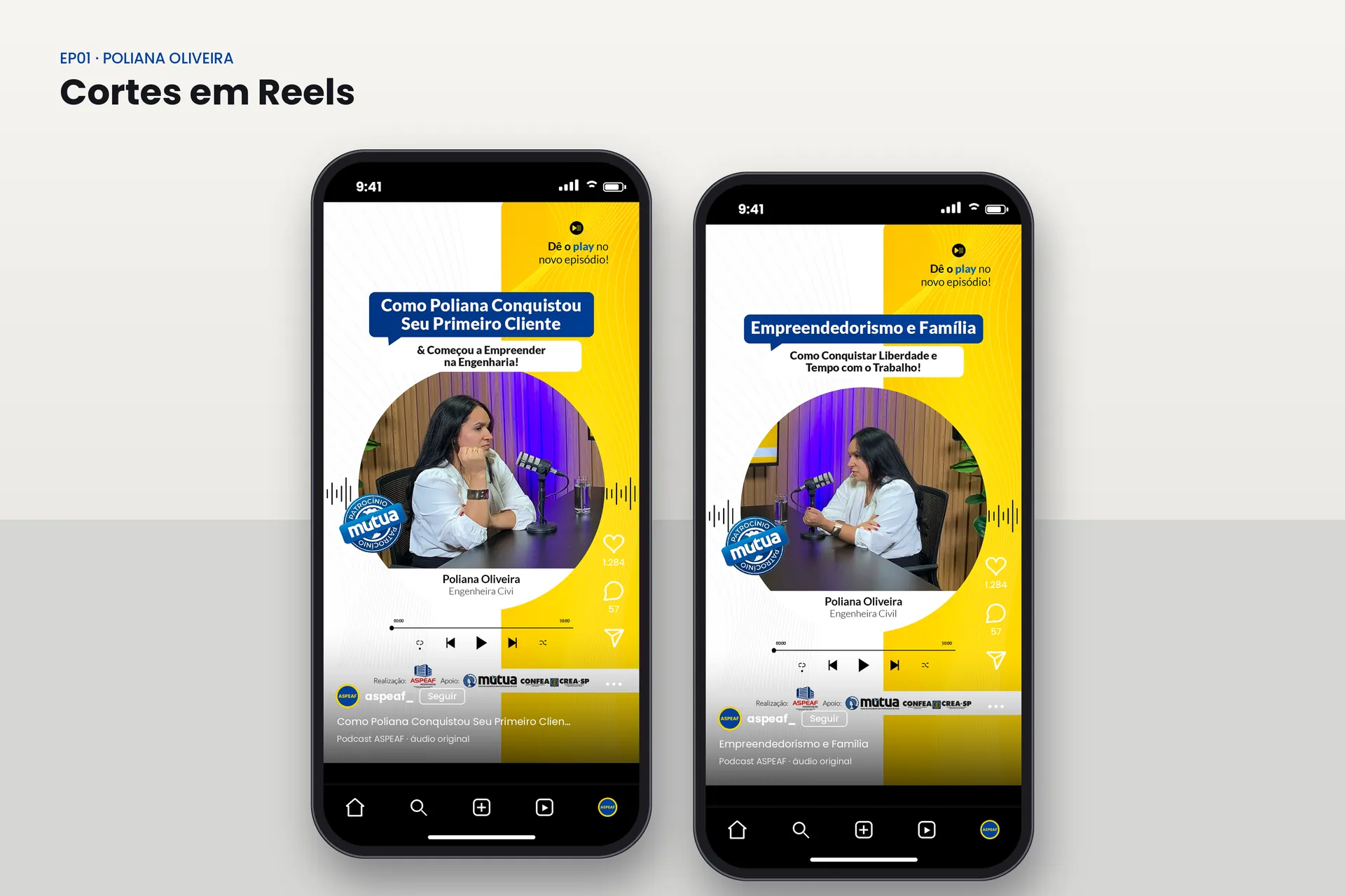 Cortes em reels do episódio com Poliana Oliveira