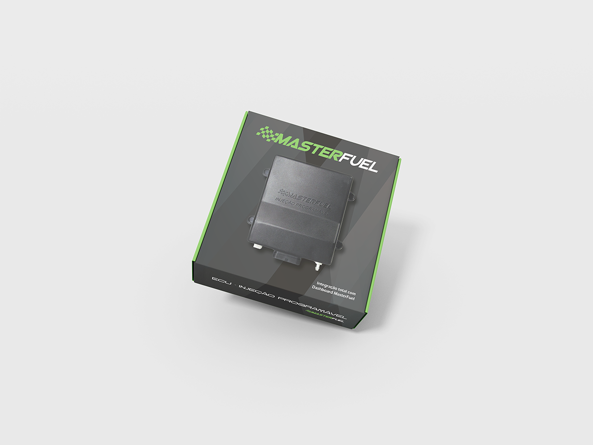 Caixa da MasterFuel vista de cima, com o módulo de injeção na tampa