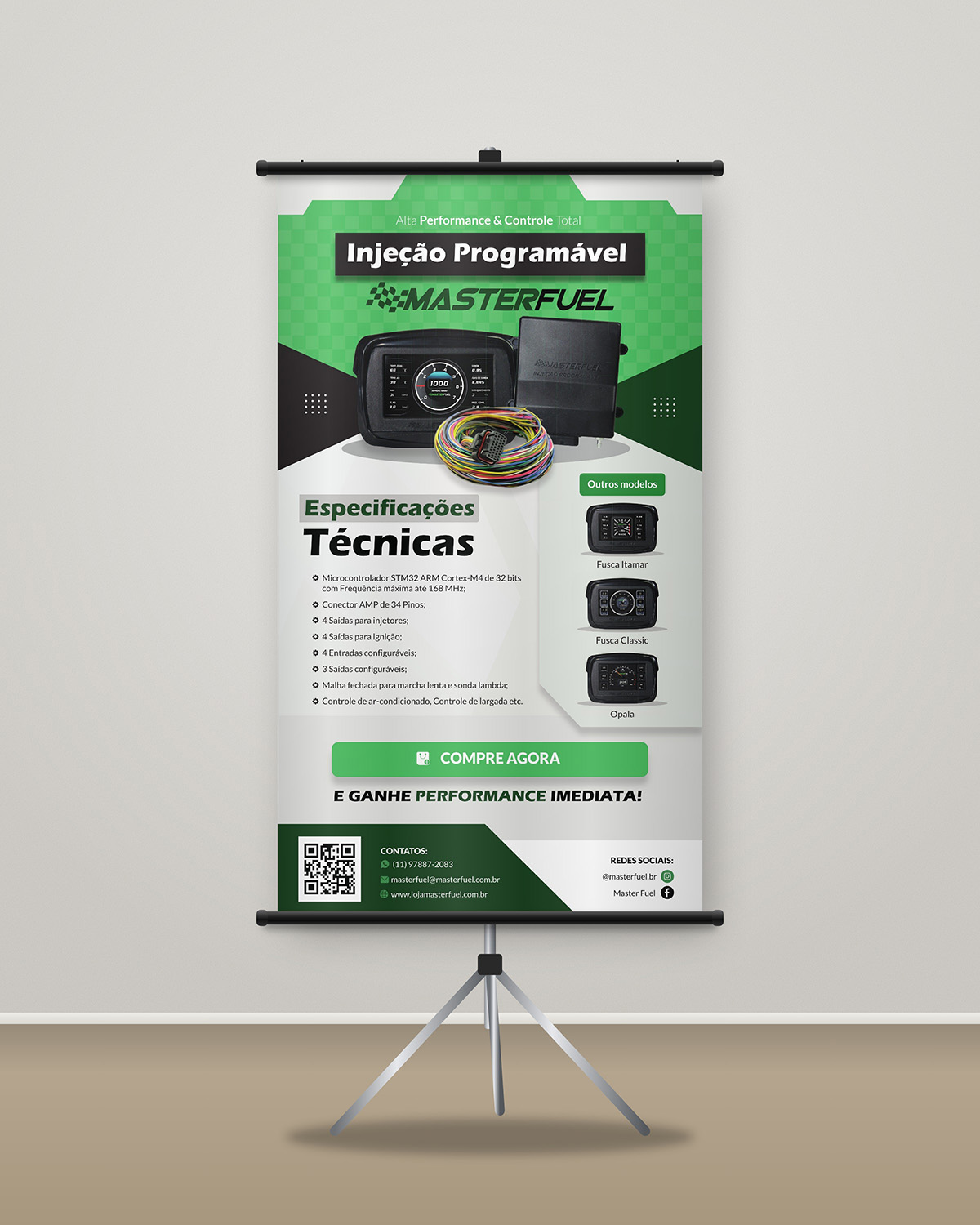 Banner da injeção programável MasterFuel em tripé