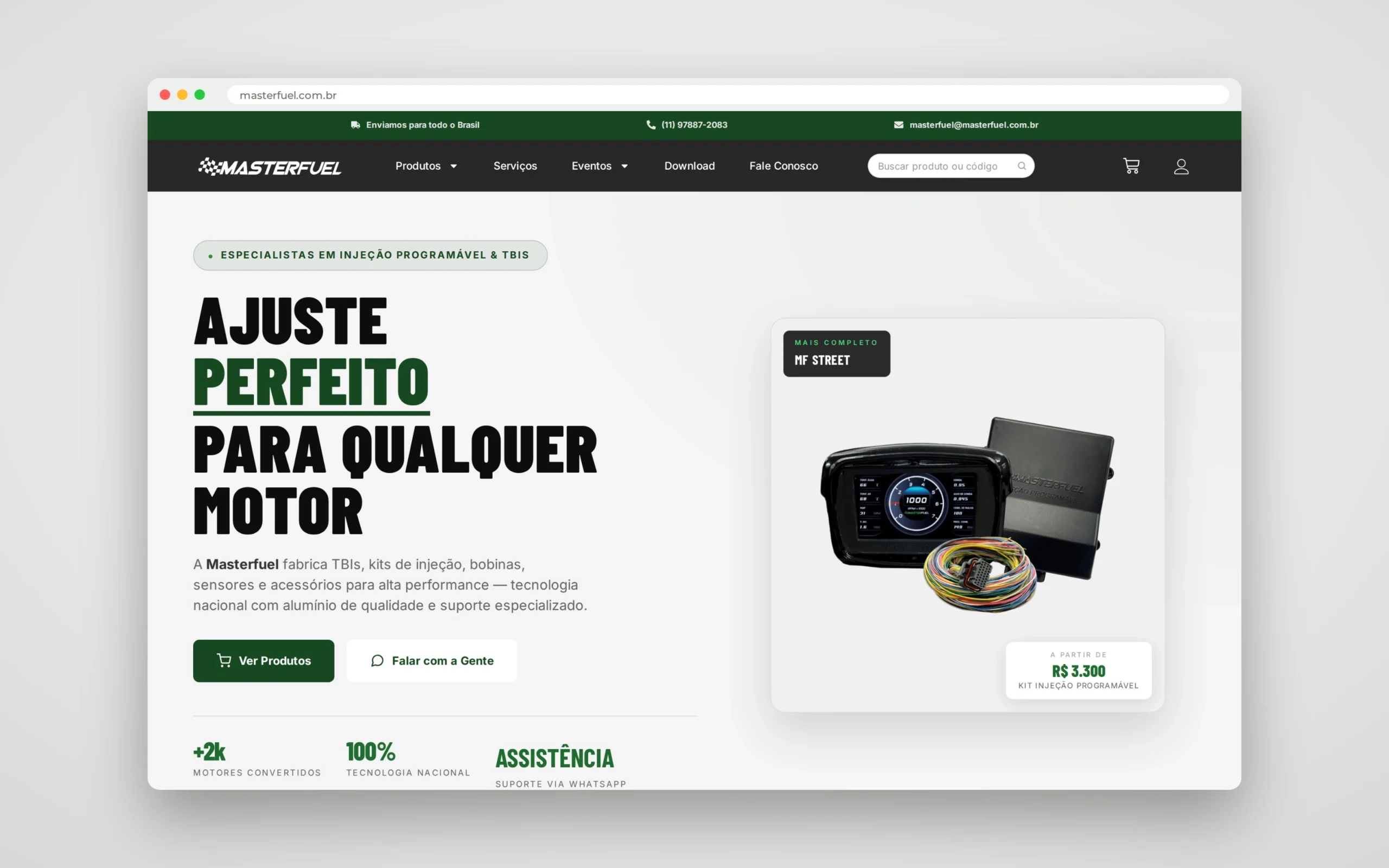 Página inicial do site da MasterFuel no navegador