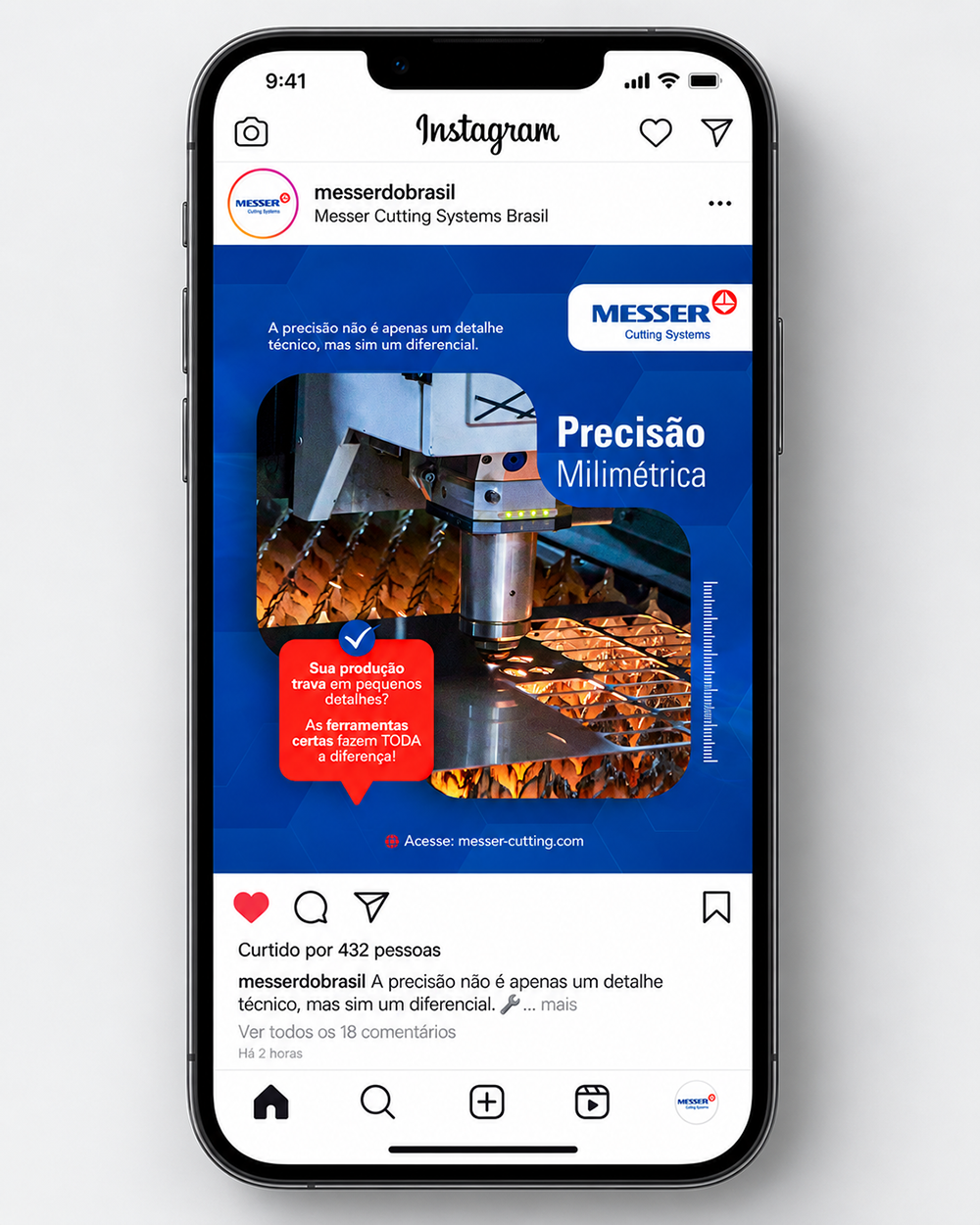 Post Suporte perto é essencial no Instagram da Messer