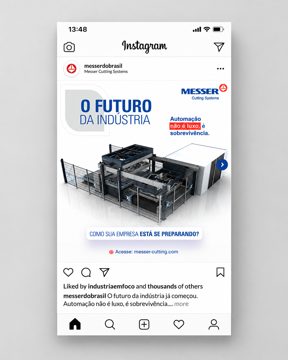 Post O futuro da indústria no Instagram da Messer