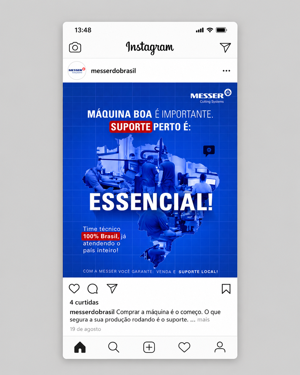 Post Precisão milimétrica no Instagram da Messer