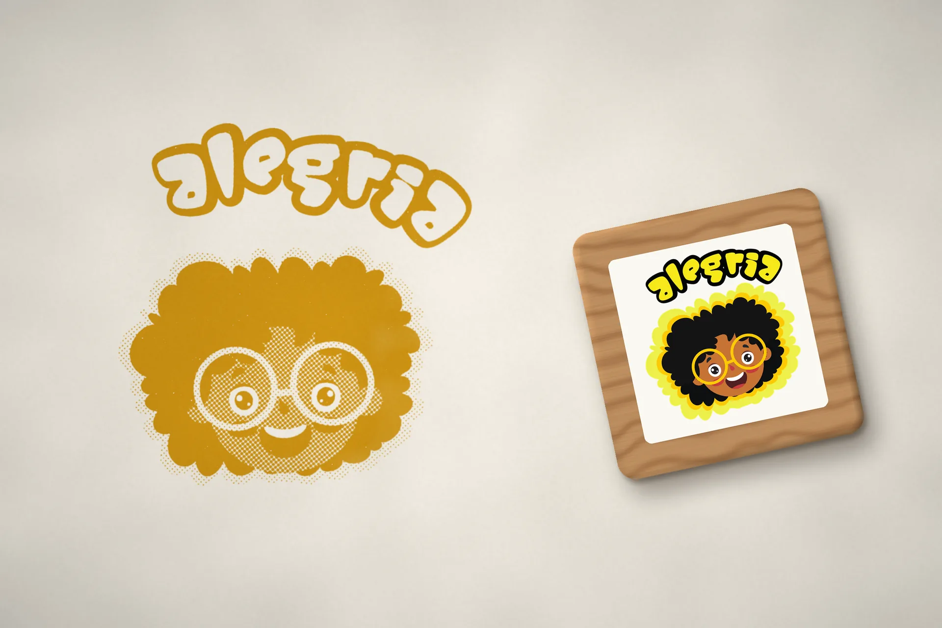 Carimbo da emoção Alegria, com o personagem amarelo