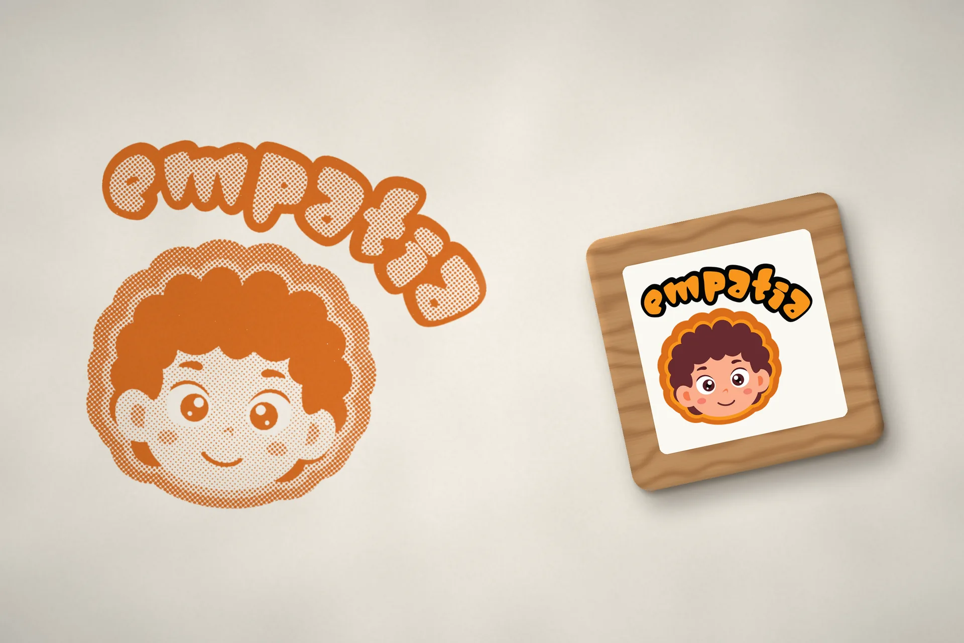 Carimbo da emoção Empatia, com o personagem laranja