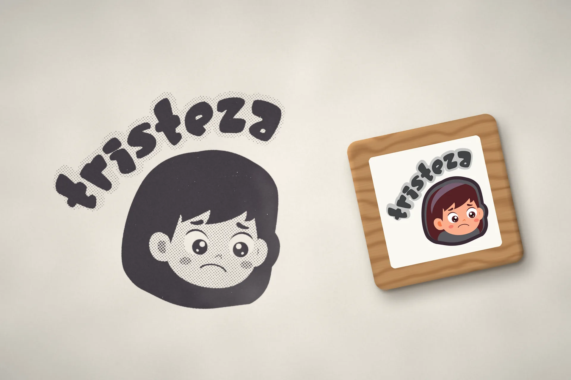 Carimbo da emoção Tristeza, com o personagem cinza