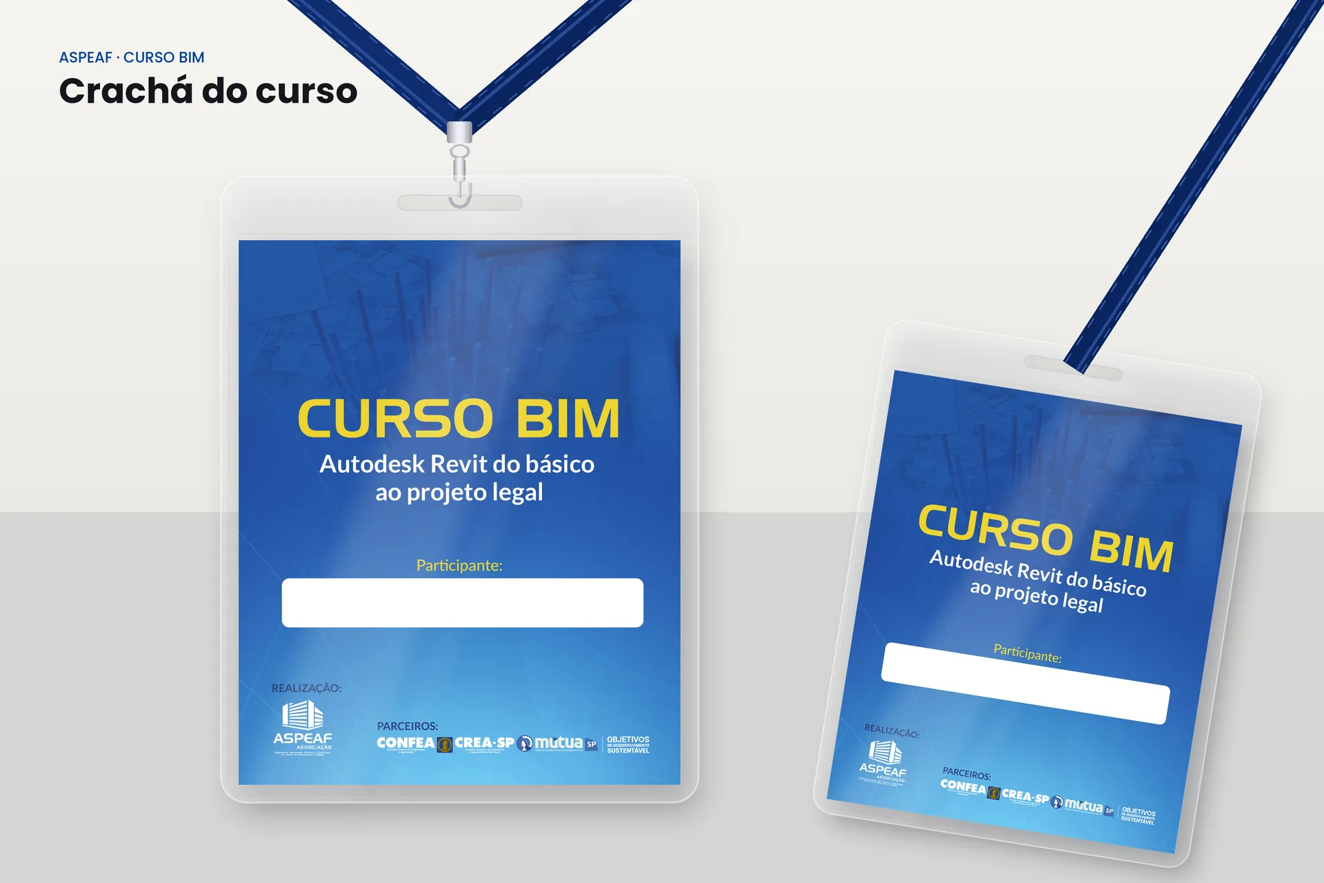 Crachá e cordão do Curso BIM