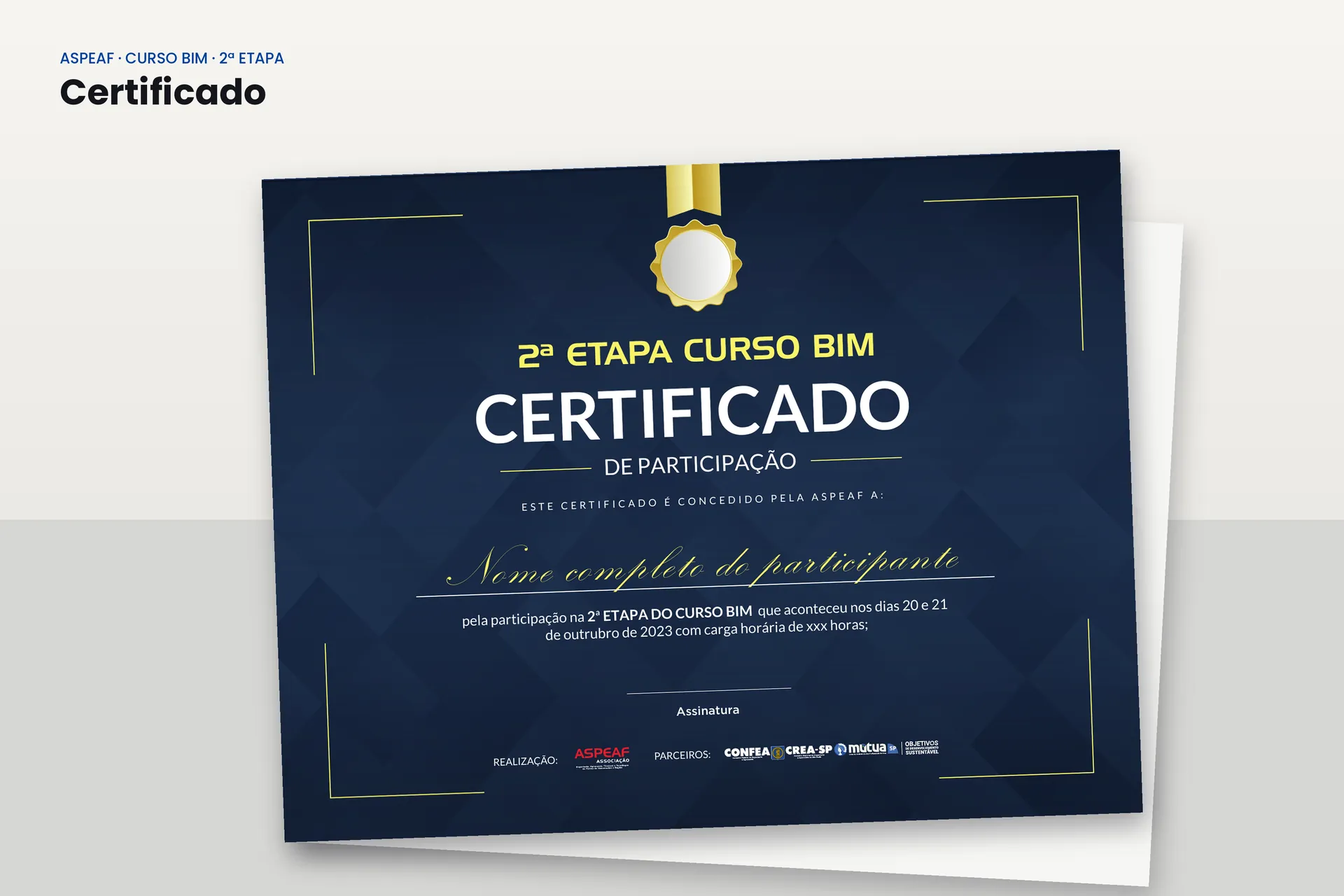 Certificado de participação do Curso BIM