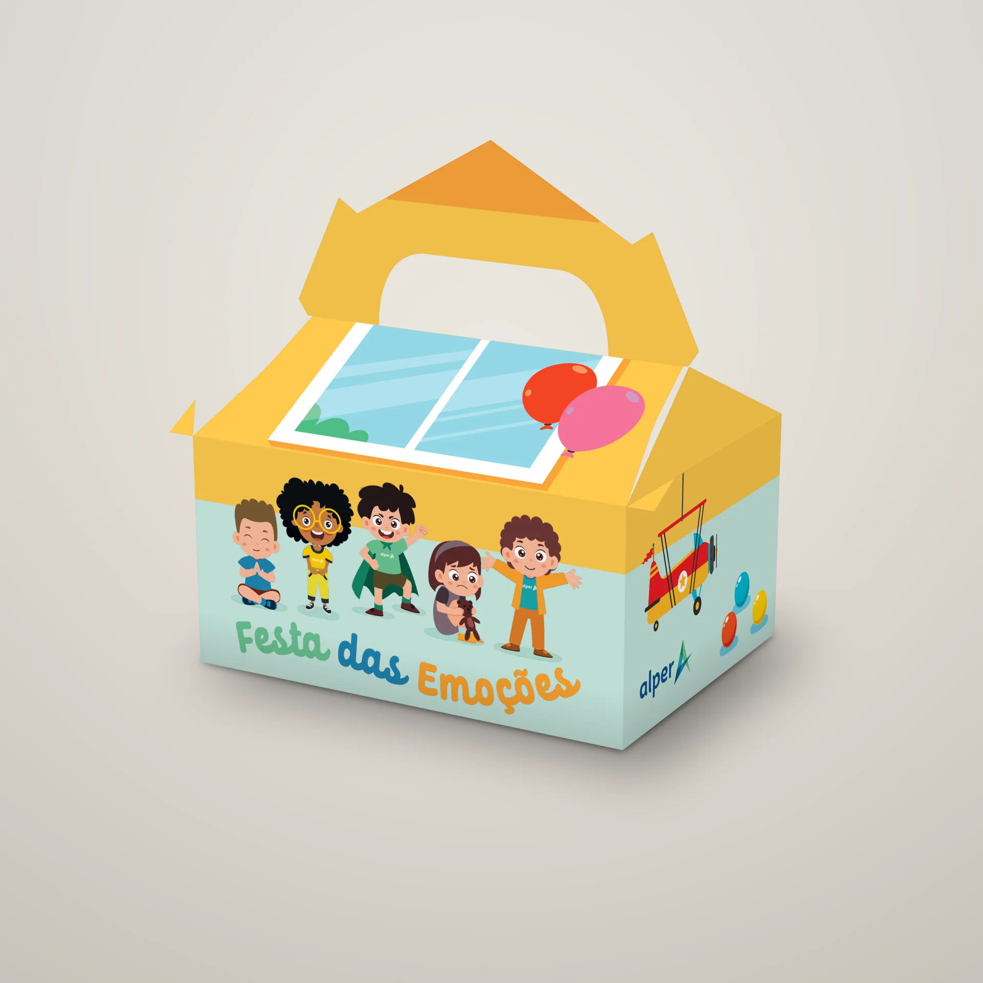 Caixa de lanche da Festa das Emoções, frente