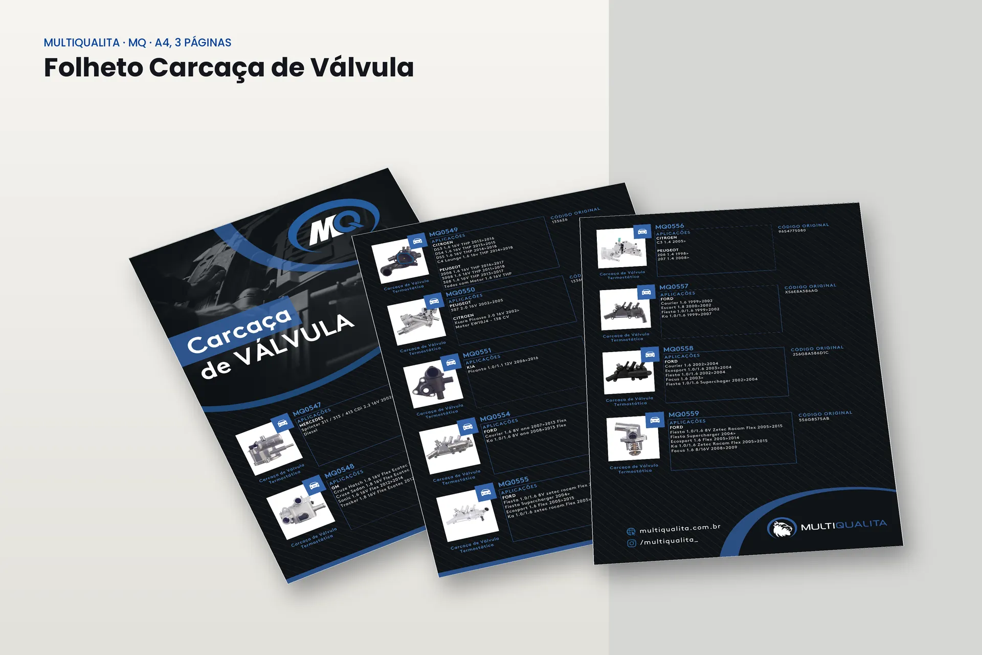 Folheto de três páginas da carcaça de válvula da MQ