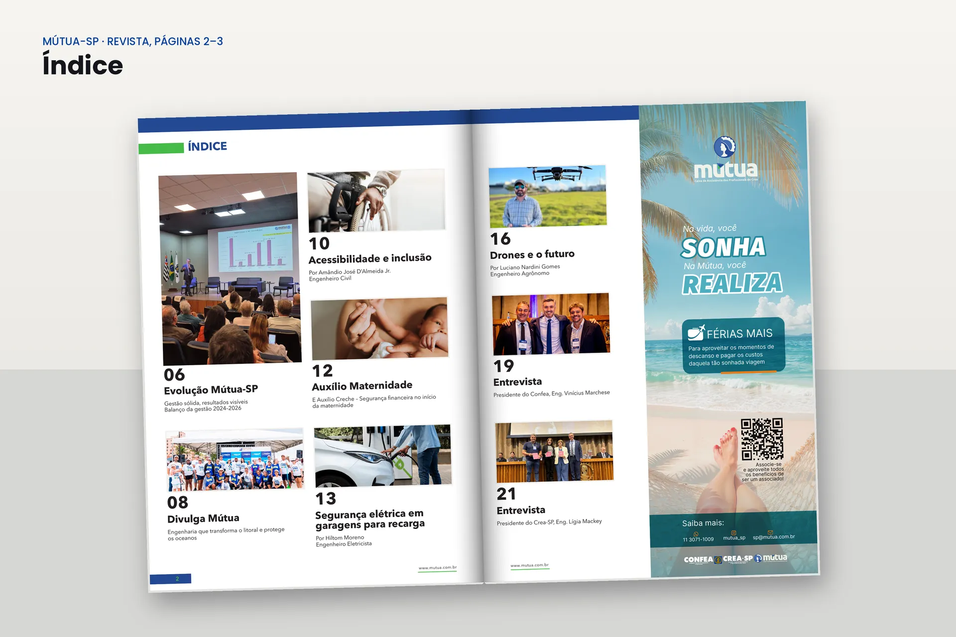 Índice da revista, com as oito chamadas da edição