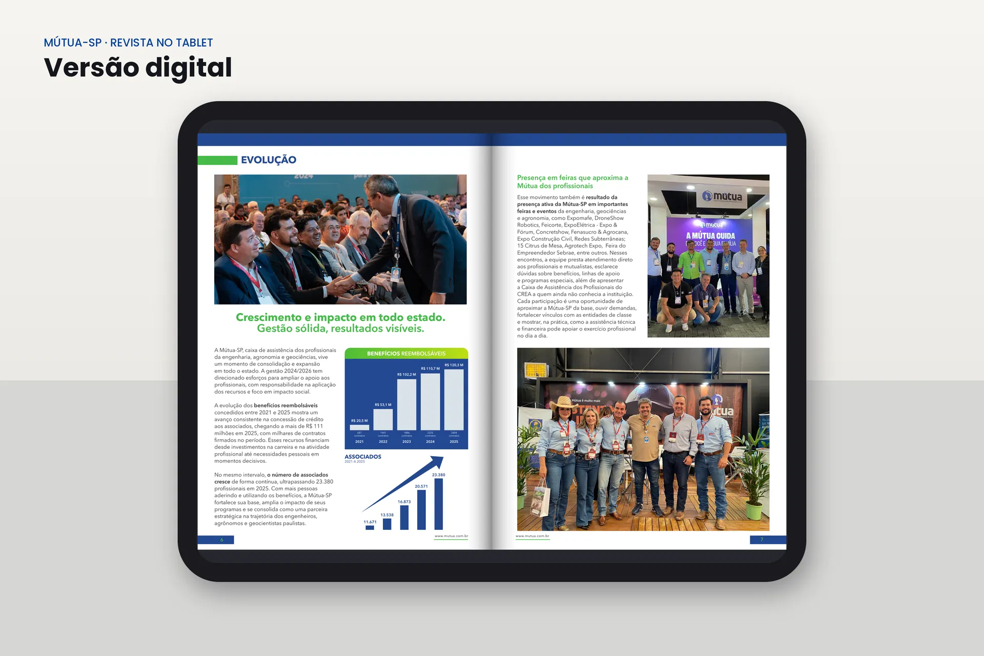 A versão digital da revista, lida no tablet