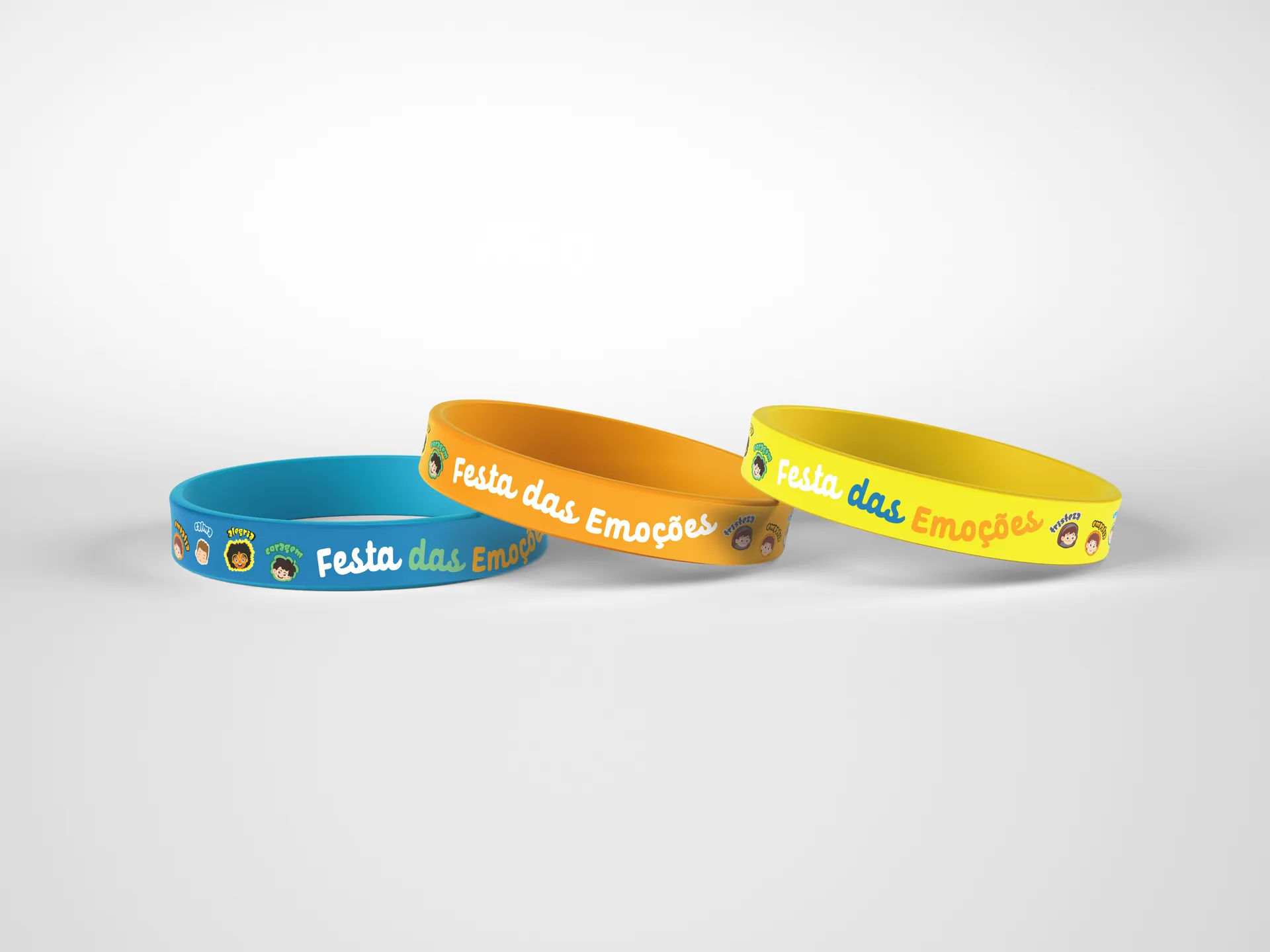 Pulseiras da Festa das Emoções, azul e amarela