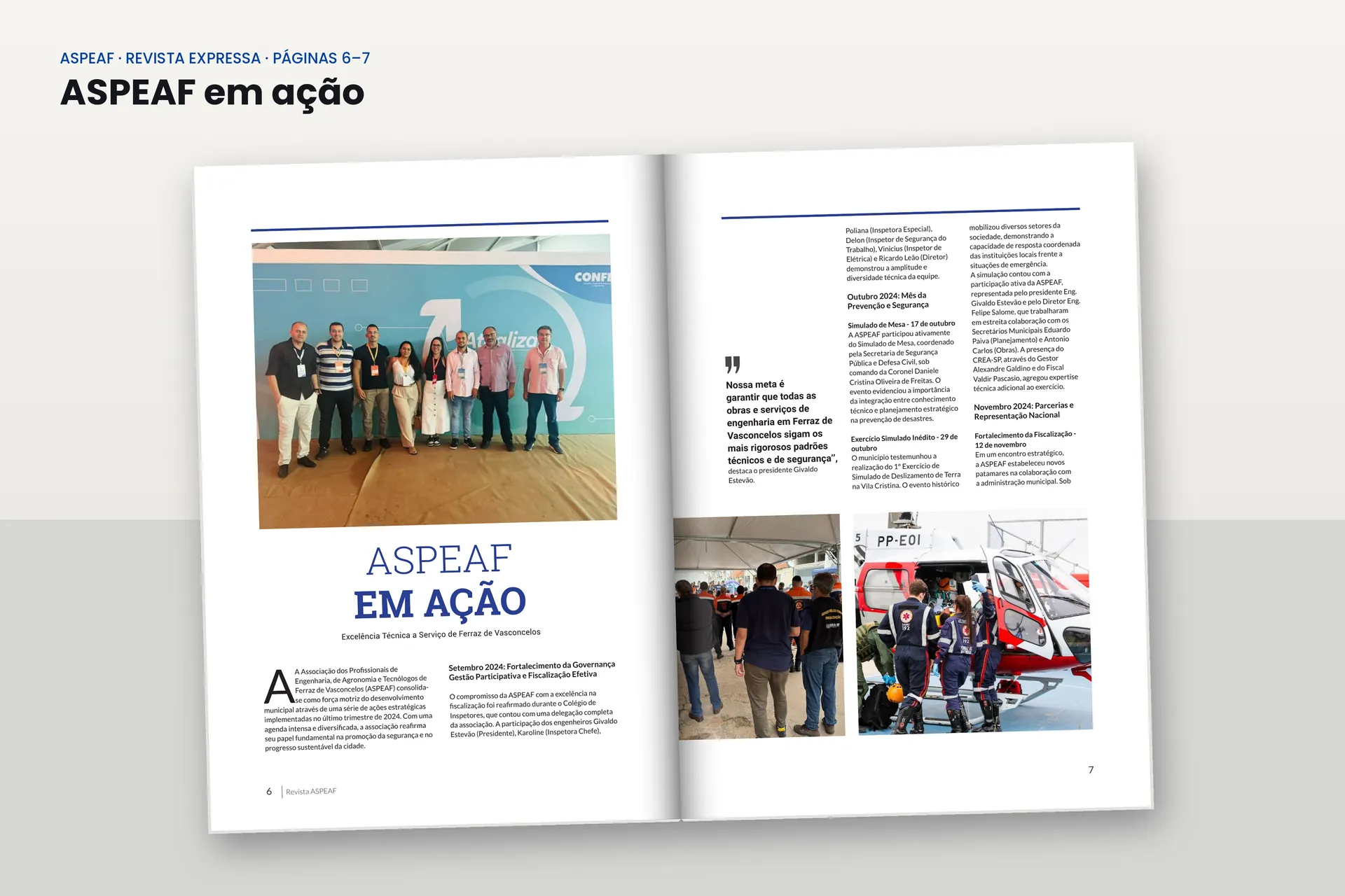 Revista aberta na seção ASPEAF em ação