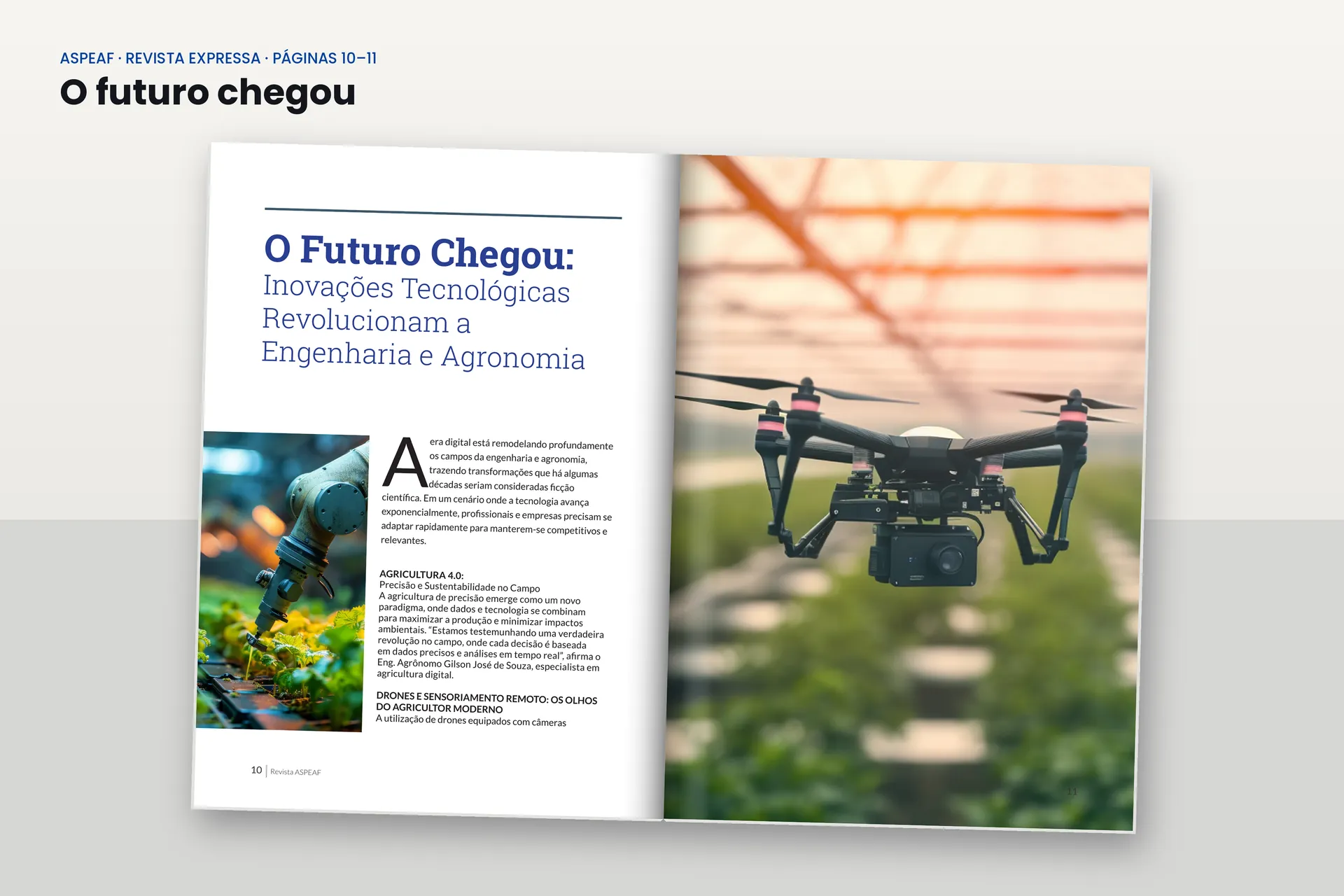 Reportagem sobre inovações tecnológicas na engenharia e na agronomia