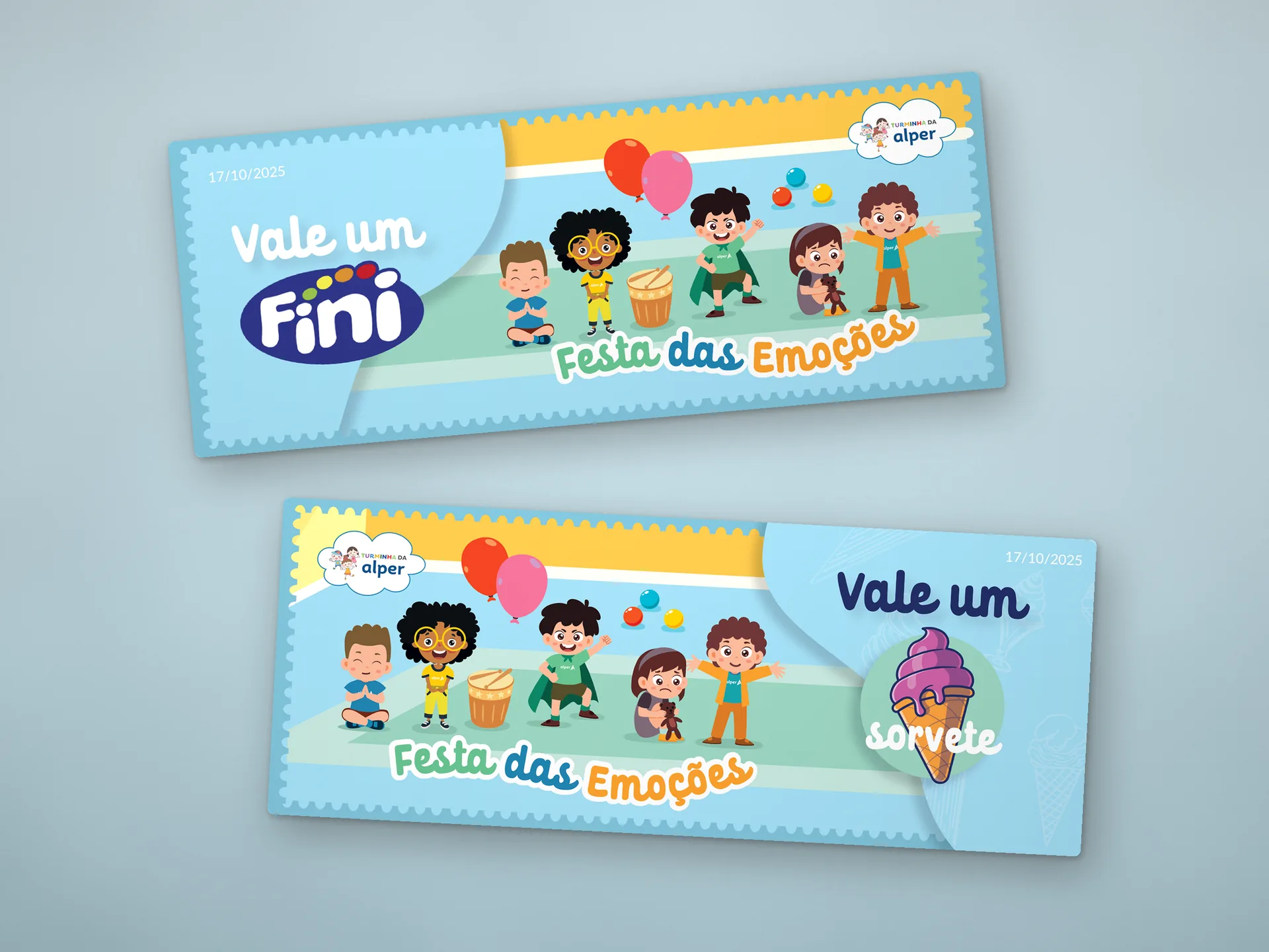 Tickets vale um Fini e vale um sorvete, da Festa das Emoções