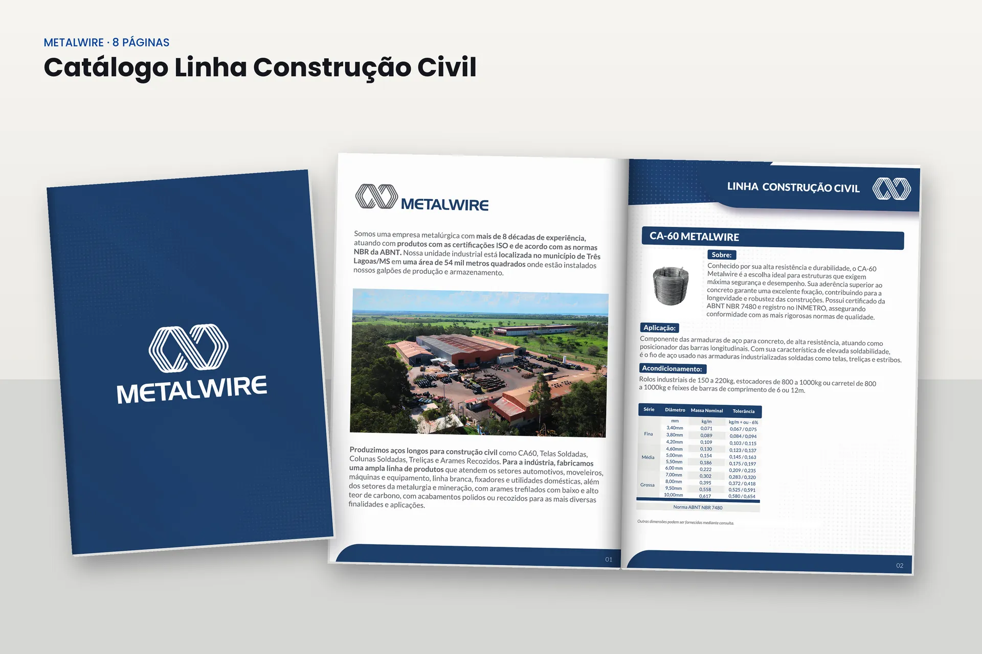 Catálogo da Linha Construção Civil, 8 páginas, com CA-60, tela soldada e treliça