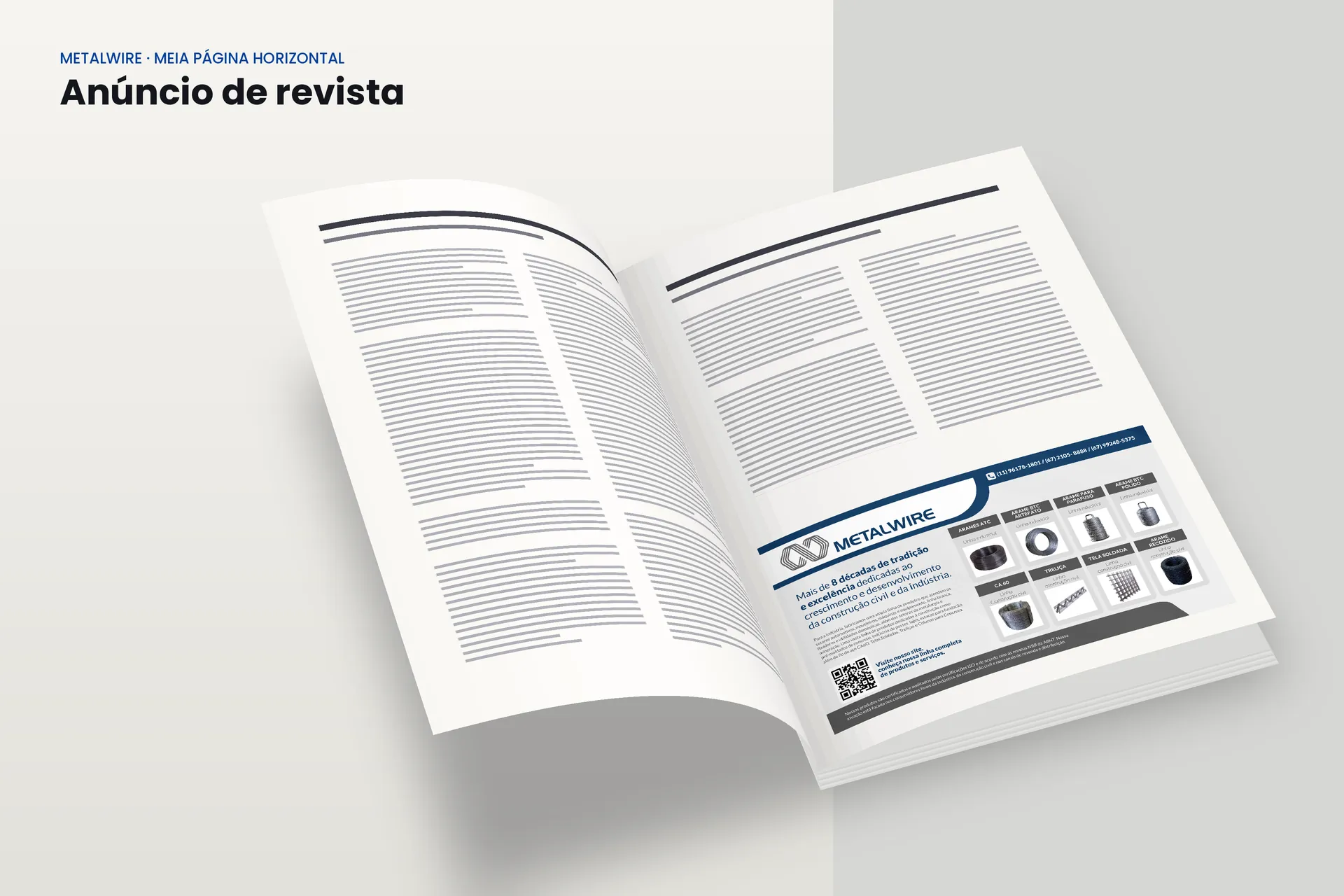 Anúncio de revista da Metalwire, em meia página horizontal