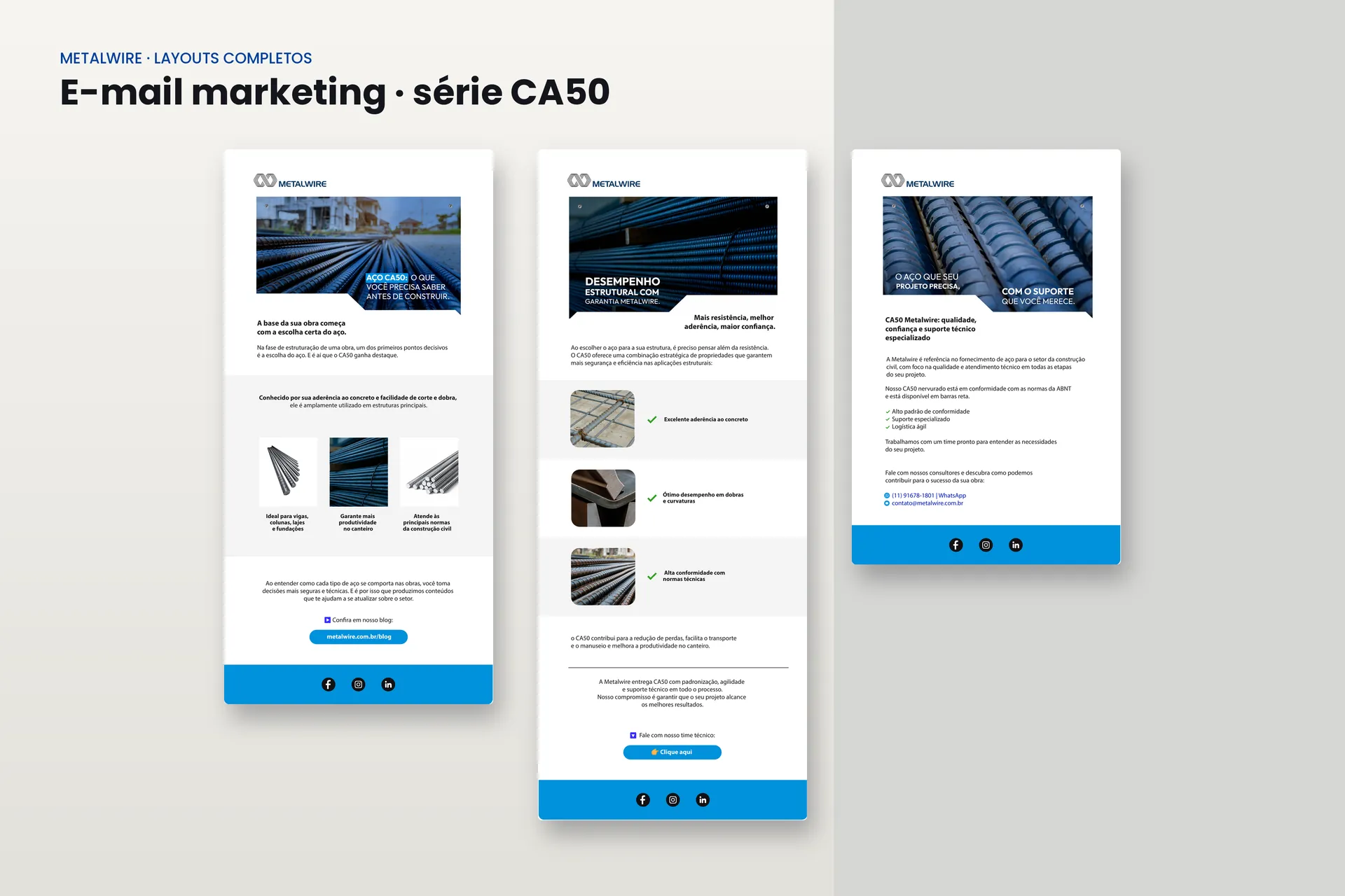 Layouts completos da série de e-mail marketing CA50