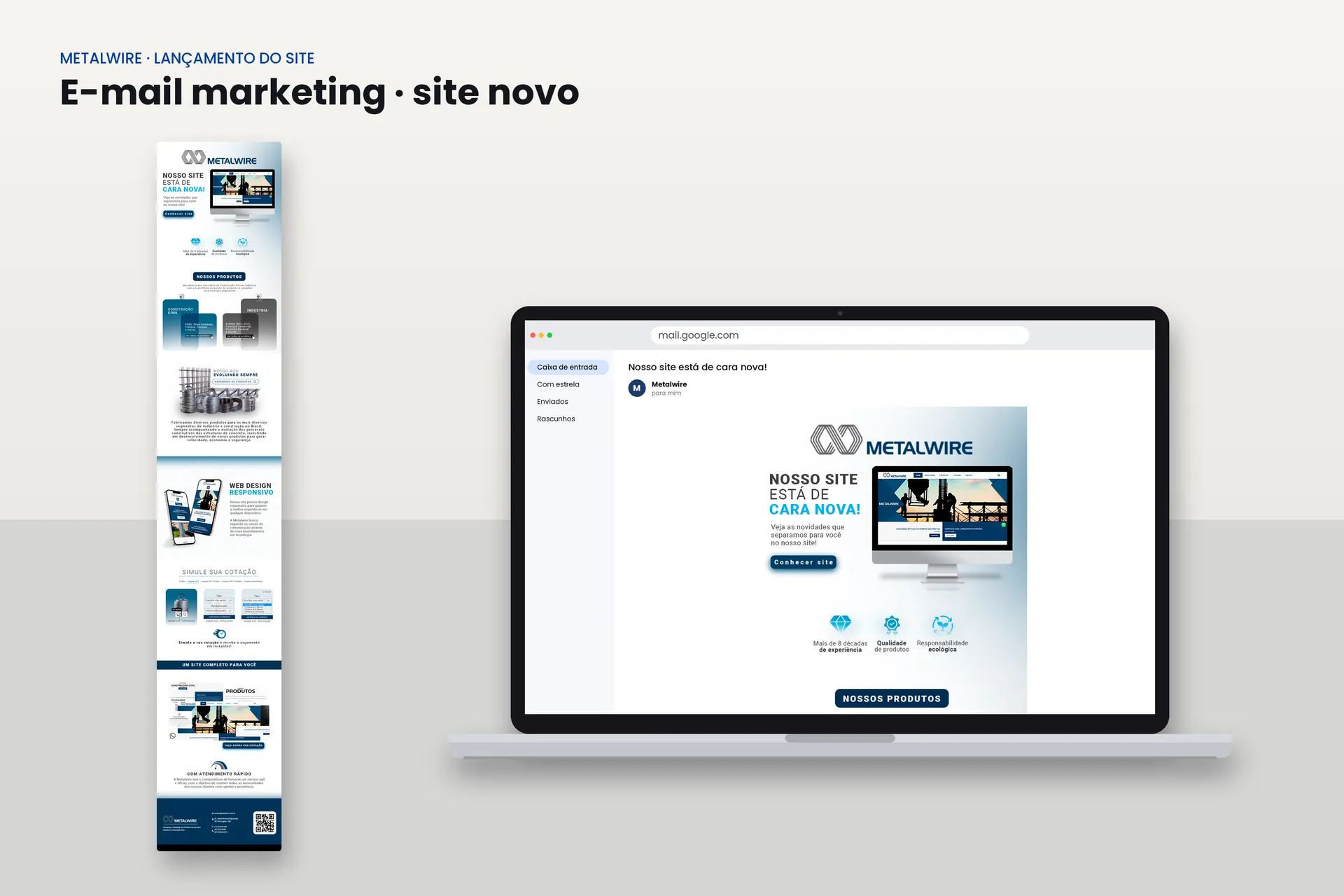 E-mail marketing de lançamento do novo site da Metalwire